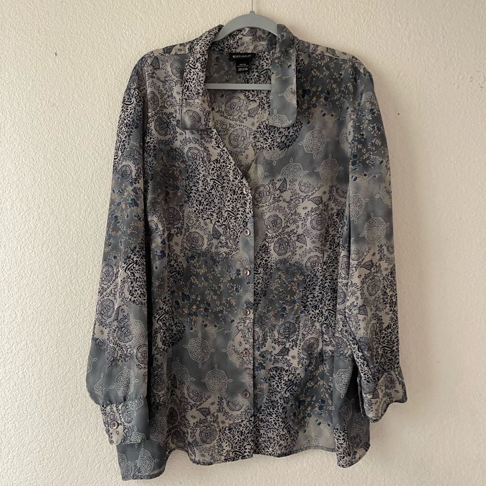 Lane Bryant patch work button up